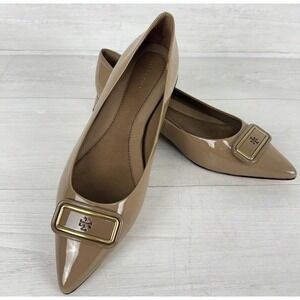 Tory Burch Patent Leather Pointed Toe Ballet Flats Beige Size 9M